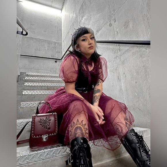 NWT Disturbia Headhunter Frill Yoke Gown Purple US 4 / UK 8 - Picture 11 of 12